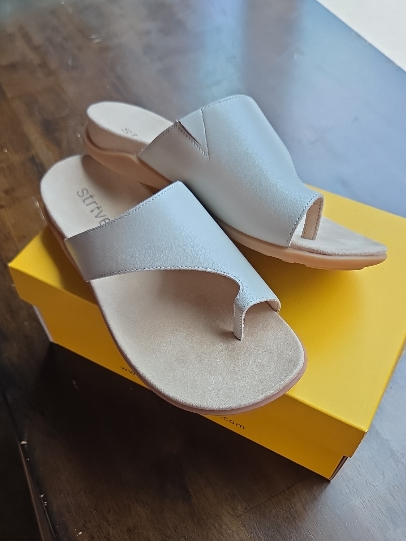 Strive Size 8 Women's Leather Grey Toe-Ring Slide Sandals New